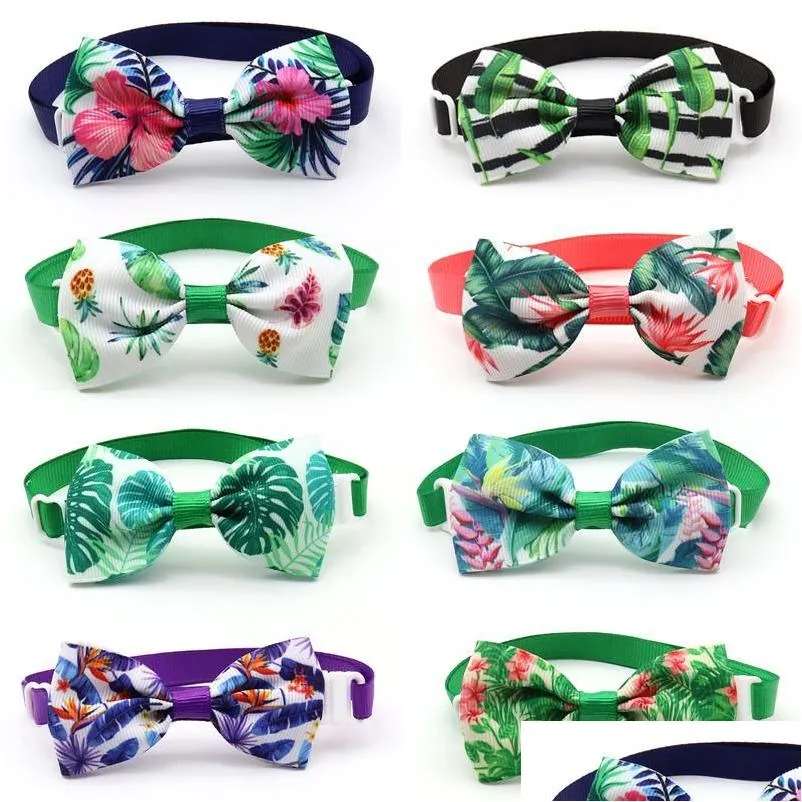 Odzież dla psów 30/50 PCS PET AKCESORIA BOWTIE Tropikalna roślina Flower Summer Kową