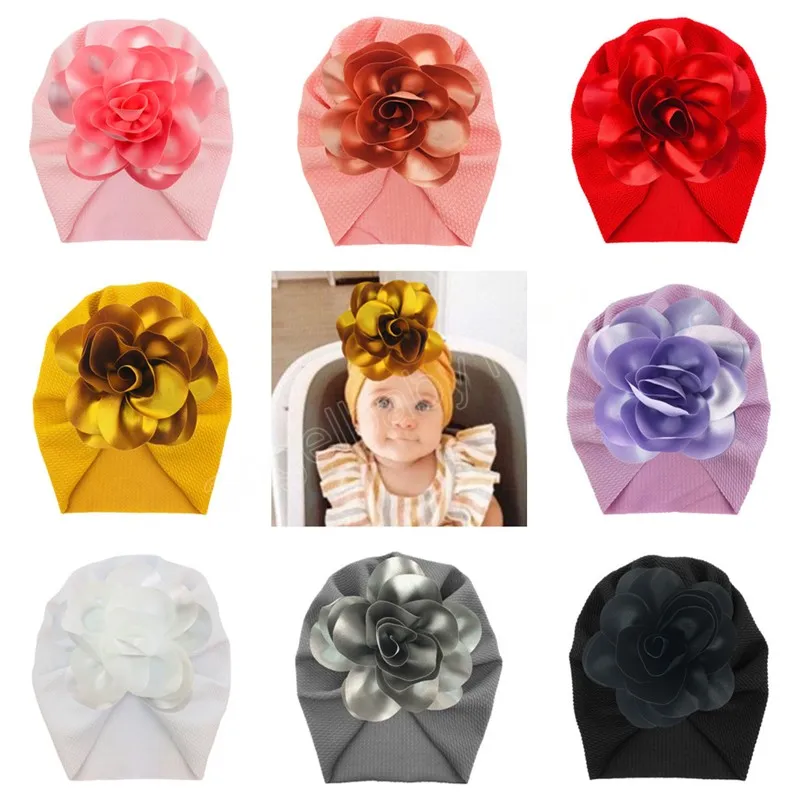 15 CM Effen Kleur Handgemaakte Bloem Pasgeboren Hoeden Zachte Comfortabele Baby Meisjes Indian Cap Kinderen Haaraccessoires Vakantie Cadeau