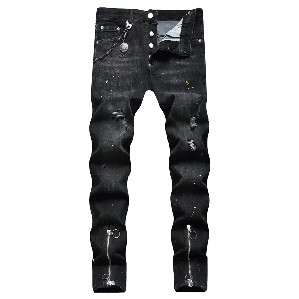 DSQ2 -Männer coole Kerl Jeans Schwarzer Klassiker Hip Hop Rock Moto Herren Casual Design Ripped Skinny Denim Biker DSQ Jeans 1072 Big Size 40