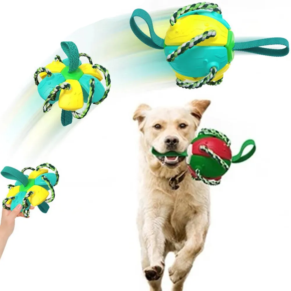 Bola de futebol interativa para cães com abas infladas brinquedo de treinamento bola de treinamento ao ar livre para cães mastigar suprimentos para animais de estimação