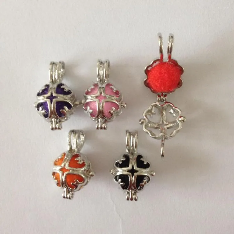 Pendant Necklaces Can Open & Hold Ball Round Cross Locket Cage Fittings Bohemian Style DIY Charms 1 Set 5 Pompon