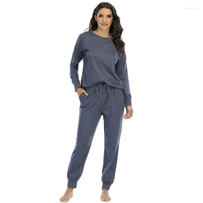 Women's Sleepwear Autumn Ladies Woman #39;s Thin Cute Home Wear Pjs Sets Women Pajamas Set For Femme Long Sleeves Pyjamas Suit Pejamas