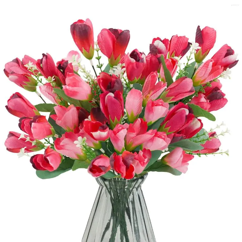 Dekorative Blumen, künstliche Tulpen, künstliche Blumen, Seidengesteck, Blumenstrauß für Zuhause, Hochzeit, Party, Frühlingsdekoration