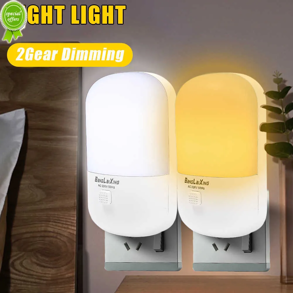 Nowa mini LED nocna nocna wtyczka przyciemniona lampa nocna do sypialni do sypialni Oświetlenie sypialni bezprzewodowe lampy ścienne oszczędzające energię energetyczną