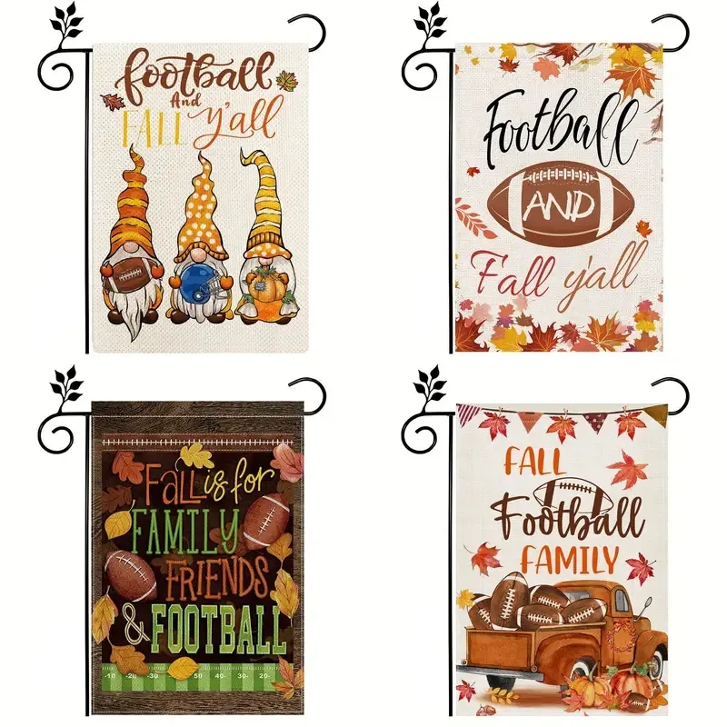 1pc, drapeaux de jardin d'automne, football et automne Y'all Yard drapeau vertical double face saisonnier automne maison drapeaux porche signe pour Thanksgiving récolte maison ferme extérieur,