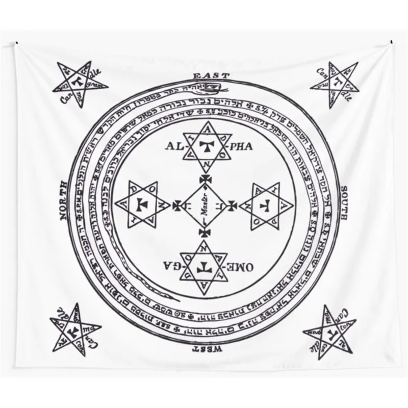 Tapestries Magical Circle of King Solomon Big Tapestry Wall Hanging White Tapestries Dorm Wall Art Yoga Mat Home Decor Wall Carpet 230615