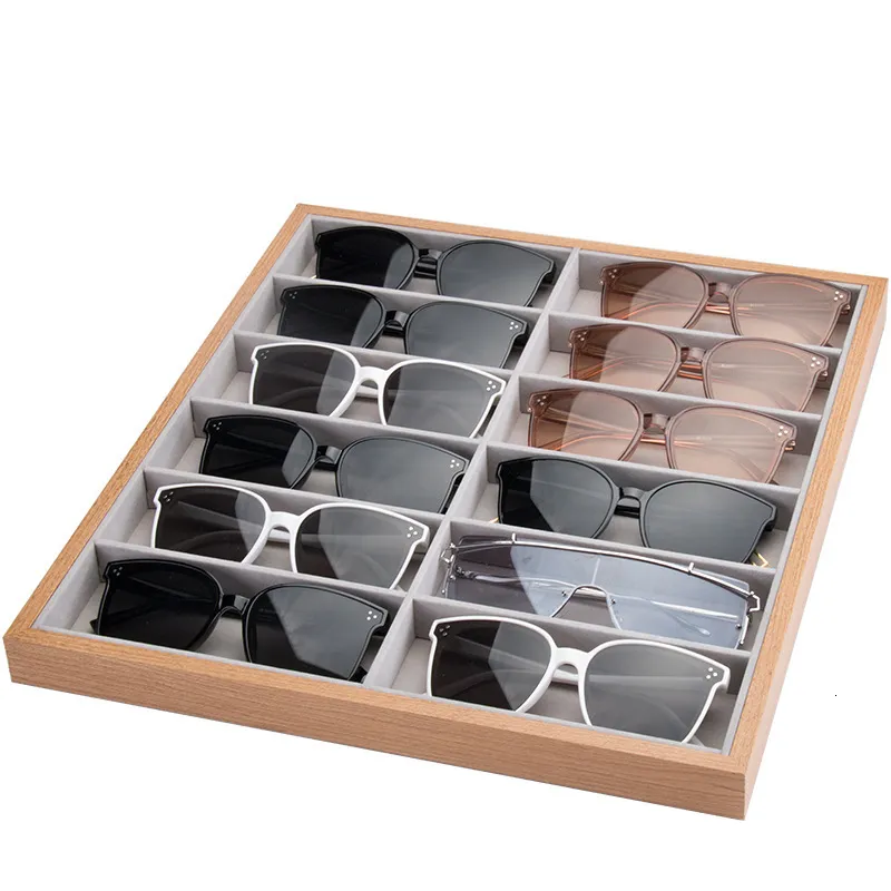 Caixa de casos para homens Caso 12 Exibir pêra Tree Tree Woodlen Sunglasses Storage Coleção Caixa de joias Acessórios para óculos 230615