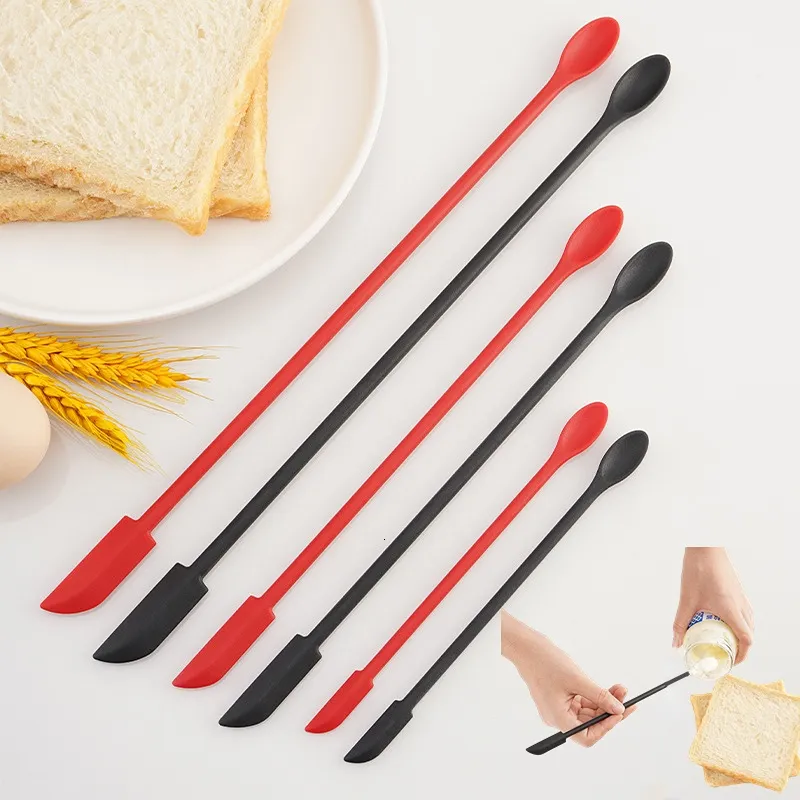 Outils de gâteau Mini spatule en silicone résistant à la chaleur grattoir à double extrémité avec cuillère spatules à confiture accessoires de gadget de cuisine 230616