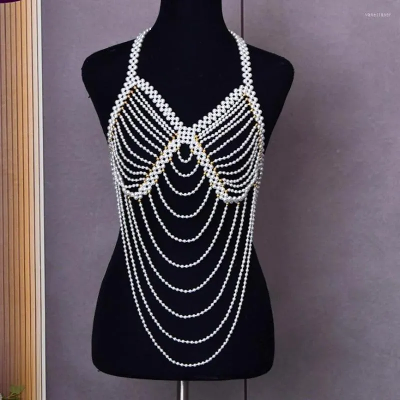 Luxury Wide Layer Womens Woven Pearl Necklace And Bra Crystal Chain With  Tassel Camis Elegant Party Gown Decoration And Breast Body Jewelry From  Thundermout, $29.2