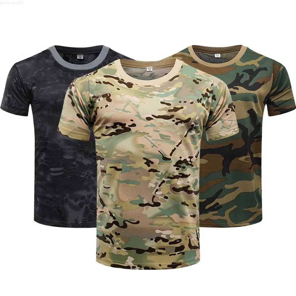 Męskie koszulki Outdoor Sports T-shirty Męskie Kamuflaż Szybki suchy sklę