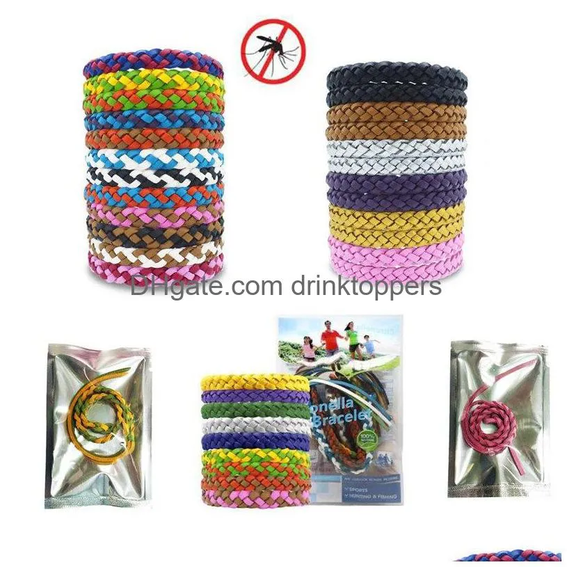 Pest Control Anti Mosquito Repellent Bracelet Stretchable Leather Woven Hand Wristband For Adt Children Bug Insect Protection Wrist Dh39J