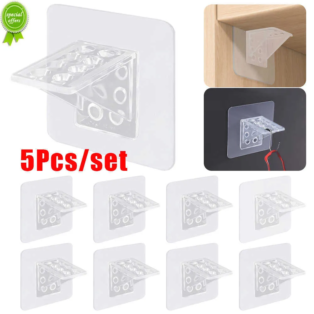 Nouveau nouveau 5 pièces Support d'étagère adhésif chevilles mural placard armoire étagère Support Clips auto-adhésif mur cintre pour cuisine salle de bain