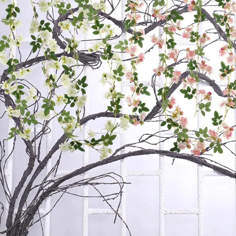 Decorative Flowers 2Pcs Cherry Blossom Artificial Vine Realistic Imitation Rattan No Fading Fake Reusable