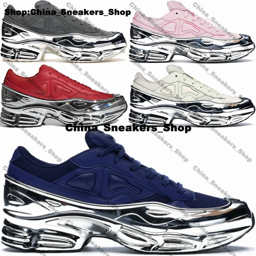 Tränare sneakers ozweego raf simons designer skor storlek 12 herr ask kvinnor avslappnad US12 klar rosa 46 euro som kör oss 12 enhet bläck silver metallisk kärna svart zapatos