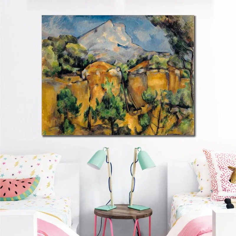 Impressionnisme Paul Cézanne Peinture À La Main Toile Art La Montagne Sainte-victoire Vue De Bibemus Paysage Mur Décor Moderne