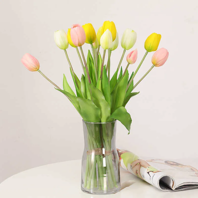 Suszone kwiaty symulacja miękka tulipana dekoracja domowa sztuczne kwiat nawilżanie high-end rośliny salonu wystrój biura