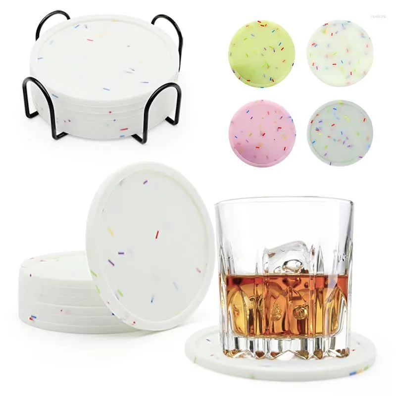 Table Mats Silicone 10cm Round Candy Color Pad Thickened Cup Night Light High Temperature Resistant Coasters For Mugs