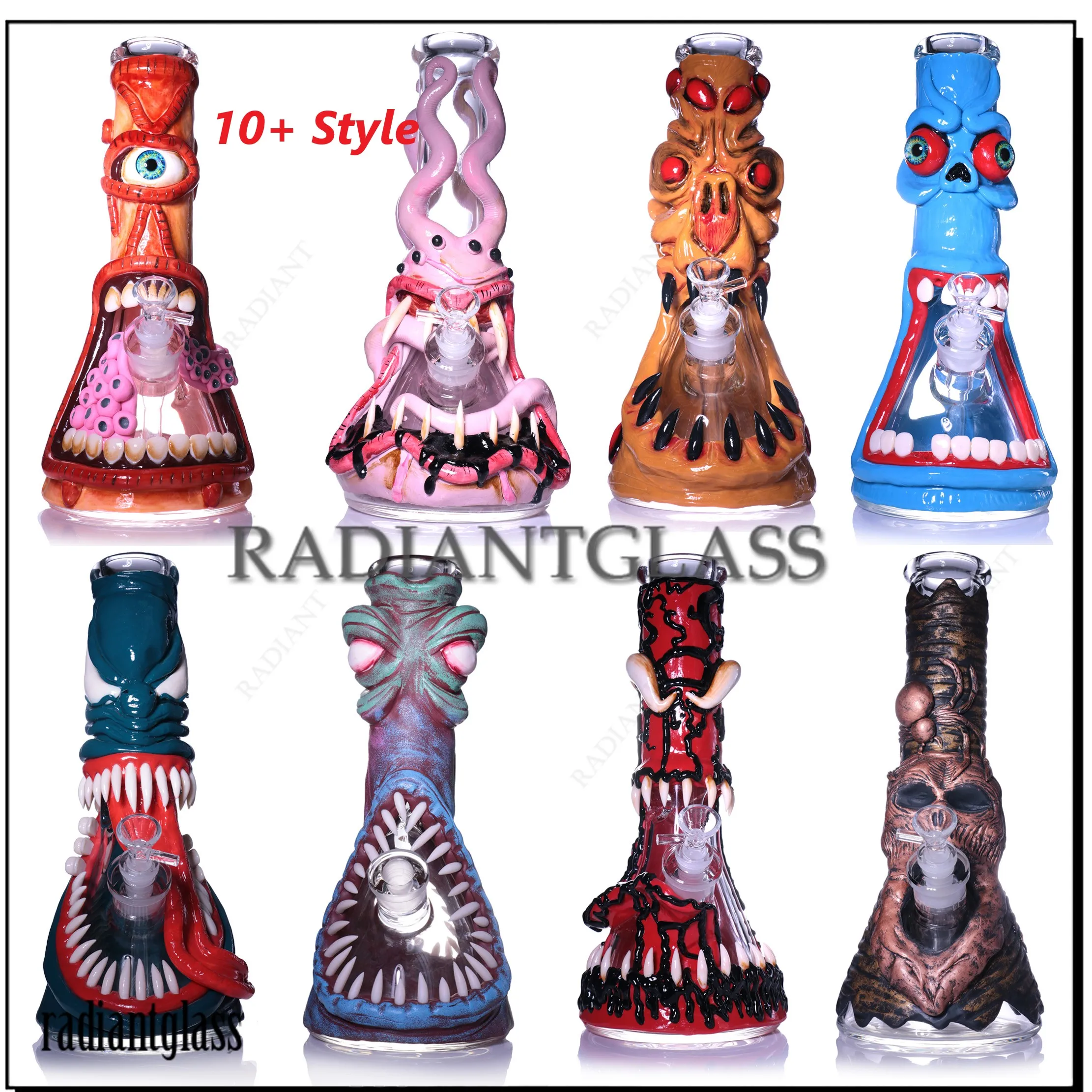Designer Glass Bong Unique Heady Halloween Multi Styles Hookahs 12 Inch Big Bongs Thick Glass Beaker Bong Water Pipes Straight Tube Oil Dab Rigs