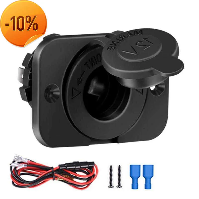 New 12-24V Car Cigarette Lighter Socket Femaile 12 Volt Power Outlet Replacement with Blue LED Waterproof for Boat Marine Motorcycle