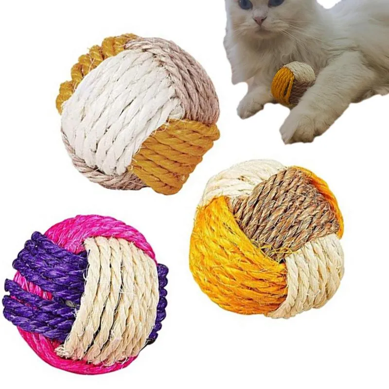 KOT SISAL BALL KOLEKTY CAT BALL BAB CAT ROLLING SISAL BALL TOBE 1PC Nowatorski prezent dla zwierząt Losowy kolor zabawki dla zwierzaka