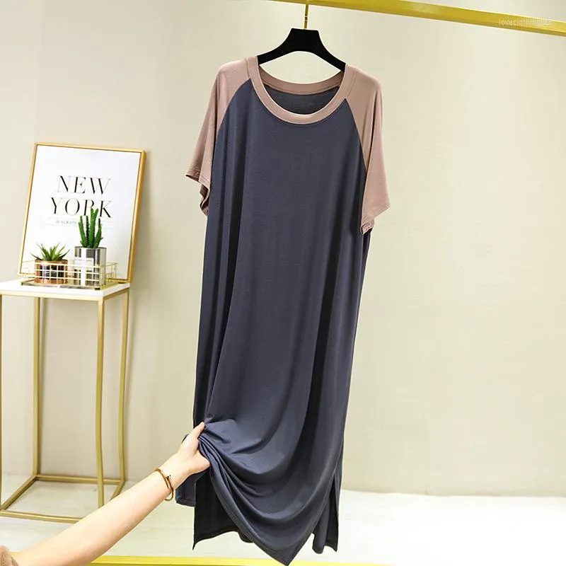 Modal Plus Size Modal Sleepwear Fluffy Long T Shirt Nightgown