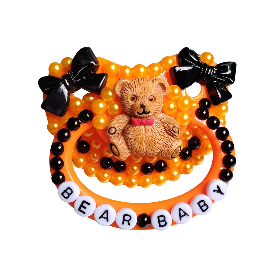 Baby Teethers Toys DDLG Cute Bear Pacifier Handwork Adult Size Gem Dummy Silicone Nipple Pacifiers For Girl 230615