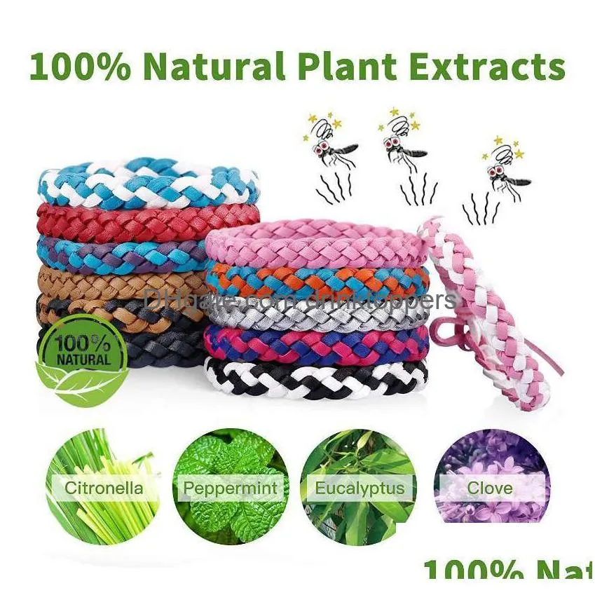 Pest Control Mosquito Repellent Bracelet Stretchable Leather Woven Hand Wristband Insect Band Bug Protection Bracelets Drop Delivery Dhdnl