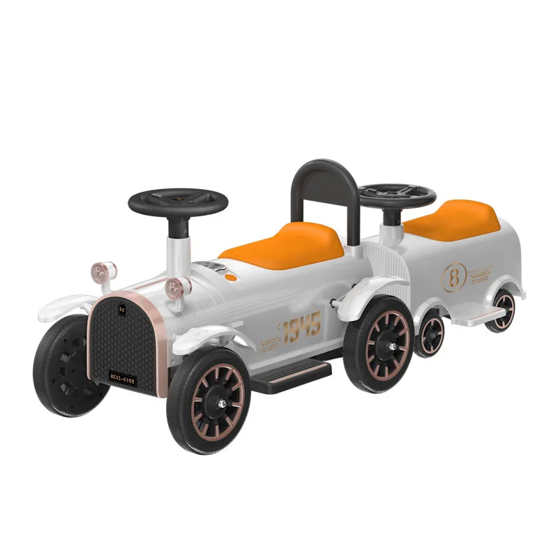 HY 12V 380W Voiture Électrique pour Enfants Monter sur Train Bébé Poussette Marche Voiture Lien Amovible Quadricycle Jouets pour Garçons 1-6 Ans