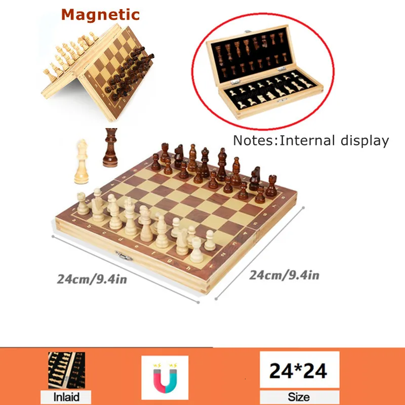 Jogo xadrez madeira dobravel padrao jogo tabuleiro damas backgammon