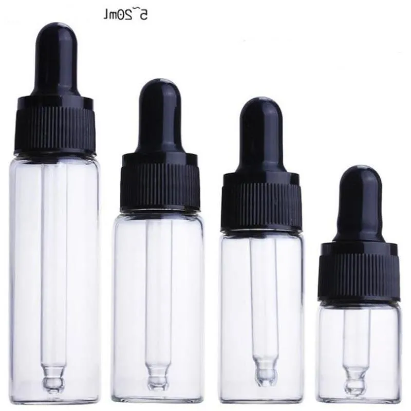 Flacon compte-gouttes en verre transparent ambre 5 ml 10 ml 15 ml 20 ml flacon compte-gouttes Pipette Transparent livraison gratuite Ketfx