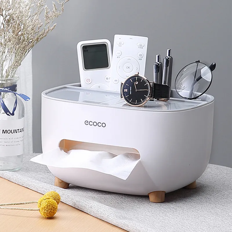 Storage Holders Racks ECOCO Napkin Holder Tissue Boxes Kitchen Box Living Room Creative Case Remote Control Multifunctional Desk Organizer 230615