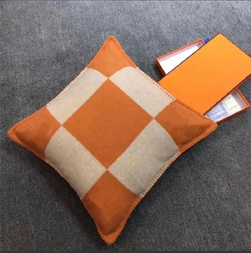 Carta travesseiro almofadas de lã macia pode combinar com cobertor casa decorativa cinza laranja black193f