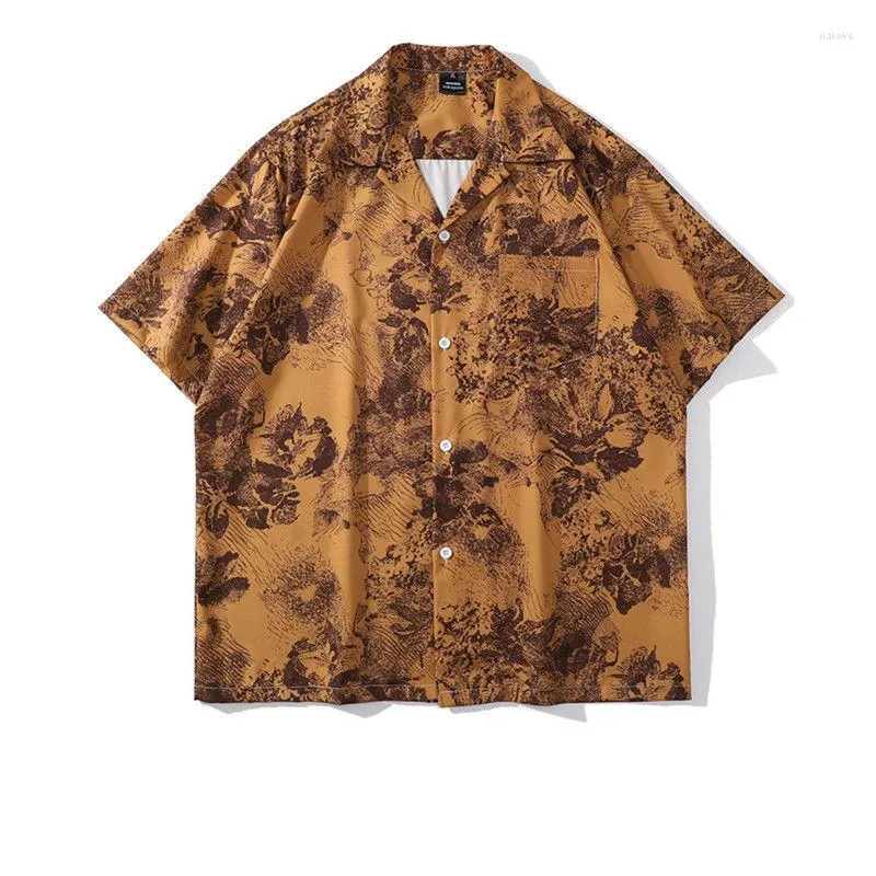 Männer Casual Hemden 80er Jahre Vintage Tie Dye Kubanischen Stil Lose Harajuku Hemd Männer Button Up Frauen Kurzarm Strand hawaiianischen Sommer Koreanisch