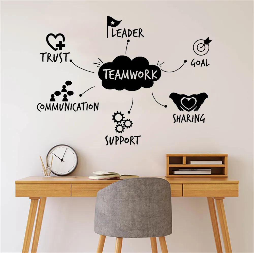 LEAMWORK KVALITETER Väggklistermärke Decal Team Work Sticker Office Wall Decoration