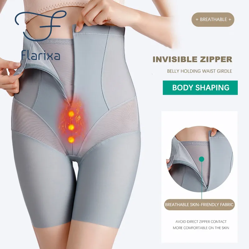 Taille Ventre Shaper Flarixa Taille Formateur Body Shaper Sans Couture Femmes Corset Taille Haute Boxers Fermeture Éclair Forte Ventre Plat Culotte Minceur Sous-Vêtements 230615