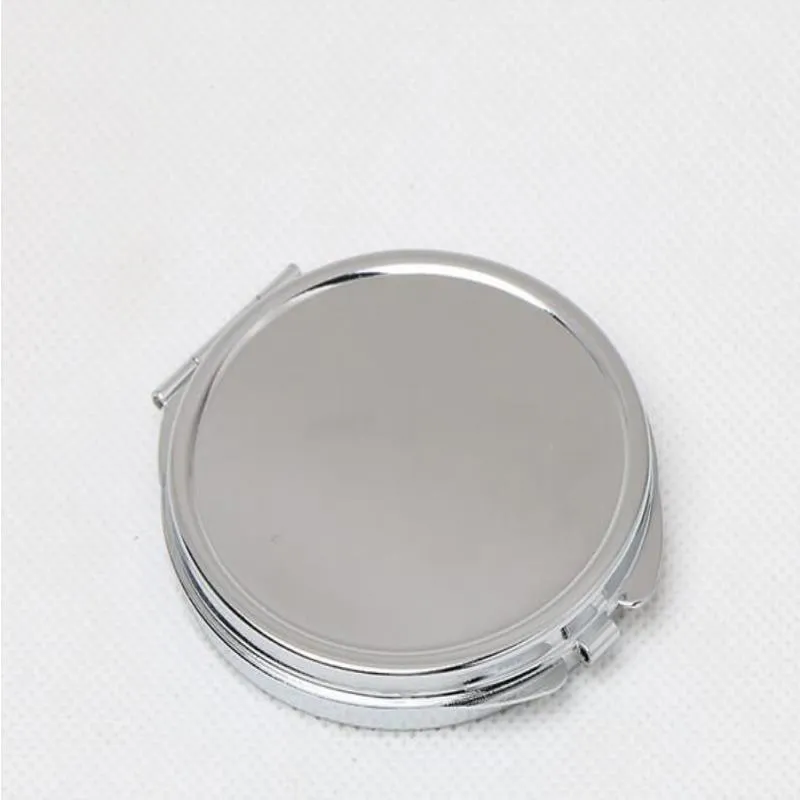 En gros 50 pcs 60 MM Blanc Compact Miroir DIY Portable Métal miroir cosmétique Argent # sl1140 Swkio