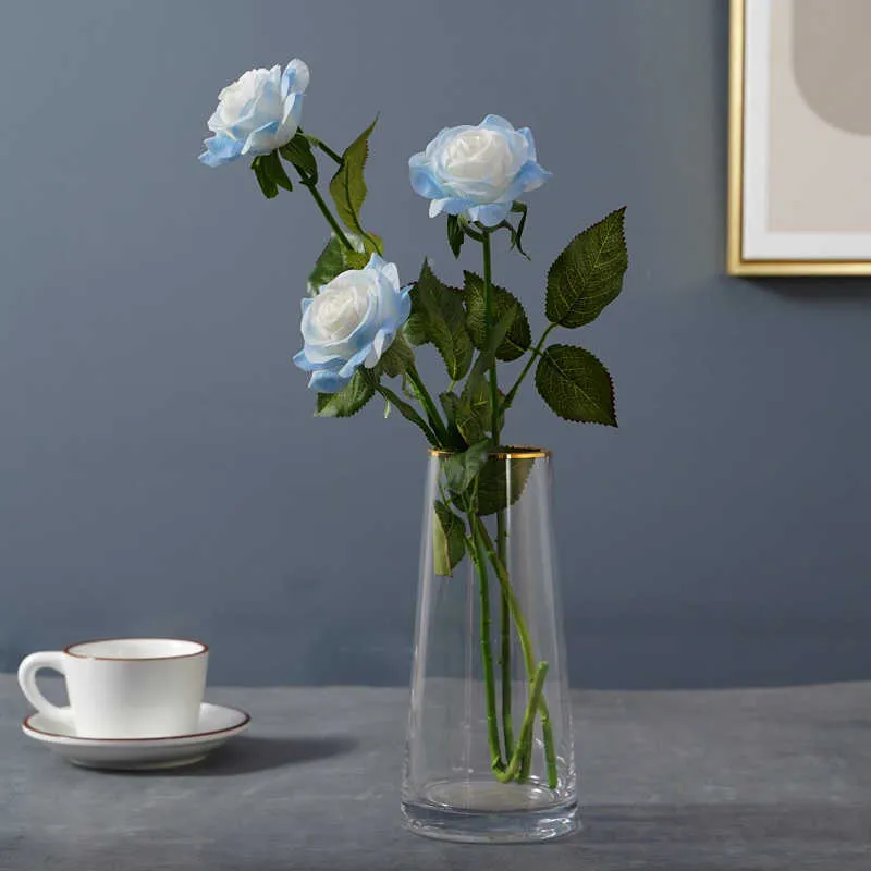 Gedroogde bloemen Simulatie Hydraterende Gemalen Ijs Blauwe Roos Thuis Woonkamer Tafeldecoratie Boeket Bruiloft Nep Kunstbloem