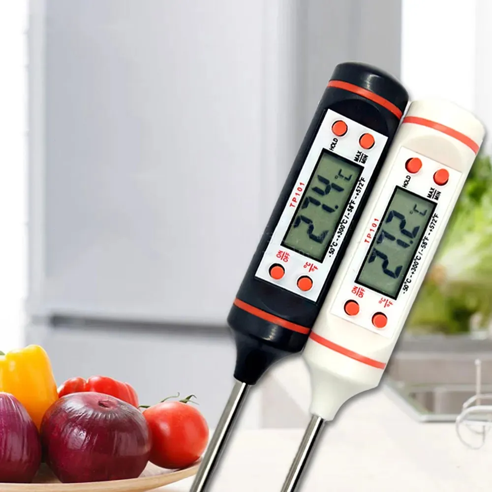 Temperatuurmeter Instrumenten TP101 Elektronische Digitale Keuken Voedsel Thermometer RVS BBQ Bakken Meters Groot Klein Scherm Zwart wit