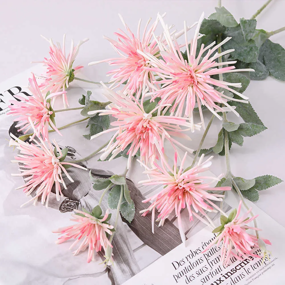 ドライフラワーシミュレーション人工花ウールロッド爪chrysanthemumホームリビングルームダイニングテーブル装飾偽の植物