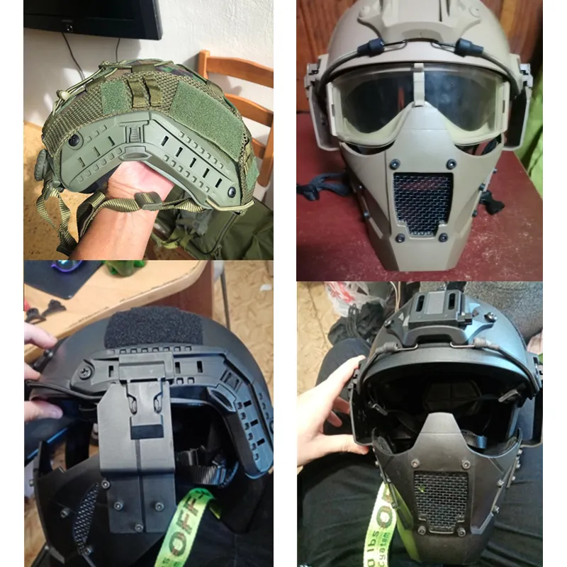 AQzxdc Fast Paintball Enseble casque de paintball avec casque tactique et odèle de télescope