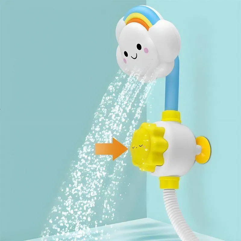 Bath Toys Baby Shower Head Toy Cute Cartoon Moln Shaped Shower Toy With Strong Suction Baby Shower Water Toy 230615