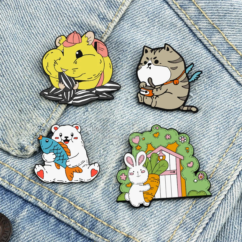 DHgate.com:16 Styles Cute Enamel Brooches, Funny Cartoon Animal Pins ...