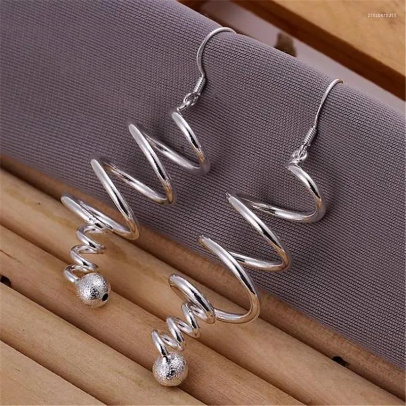 Orecchini pendenti in argento sterling 925 Creatività Spirale lunga per le donne Moda di lusso Accessori per matrimoni Gioielli Regali di Natale