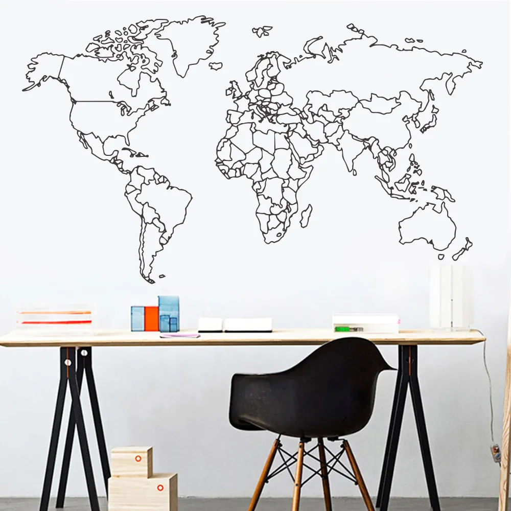 Modern World Map Wall Sticker For Bedroom Decor Kids Rooms Diy Room Decoration Vinyl Art Decal Wall Paper Murals