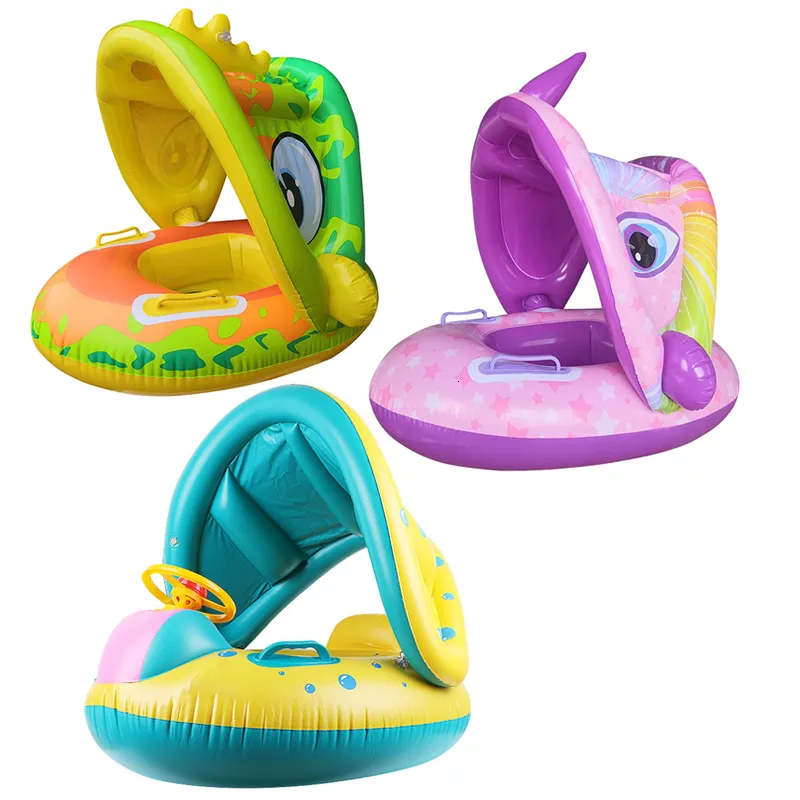 Uppblåsbara flottörer rör baby Uppblåsbara simningsringar för 1-4 barn flytande solskugga Swim Circle Pool Bathtub Beach Party Summer Water Toy 230616