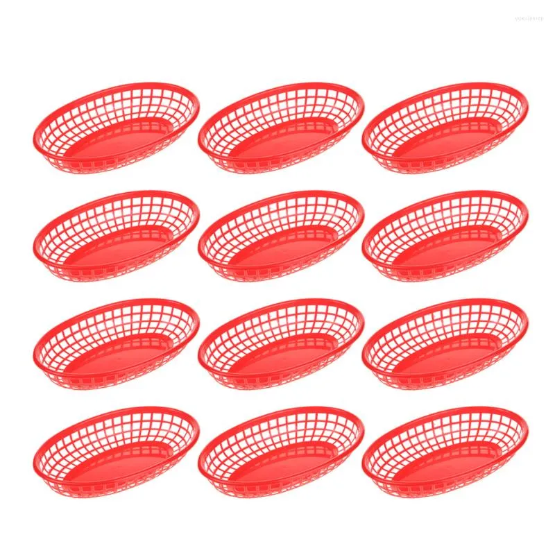 Ensembles de vaisselle 12 pièces assiette de frites en plastique panier de rangement de fruits en forme de bateau