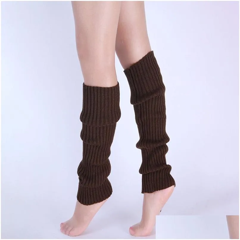 Chaussettes Bonneterie Mode Femmes Tricot Côtelé Jambières Solide Couleur Genou Sports D'hiver Yoga Réchauffeur Bas Drop Ship Delivery Appare Dhjnf