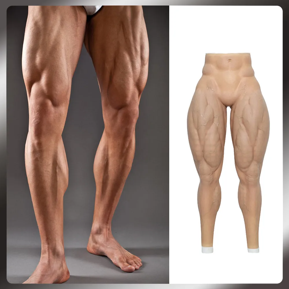 Calça Masculina de Músculo Falso de Silicone Forma de Seio Realista Simulação Artificial Calça de Perna Forte de Músculo Falso para Travesti Cosplay Traje 230616