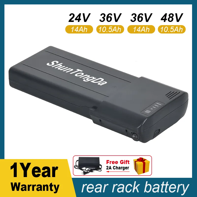 36V bakre rackbatteri 10.5AH 24V 12AH 14AH City Electric Bike Batterier 48V 9AH för mountainbike batteripaket