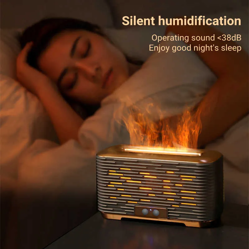 Fuktare 350 ml USB Essential Diffuser Ultrasonic Cool Mist Air Firidifier med Flame Light for Home Room -doft